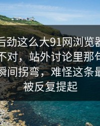 没想到后劲这么大91网浏览器这次风向明显不对，站外讨论里那句让原帖的情绪瞬间拐弯，难怪这条最近一直被反复提起
