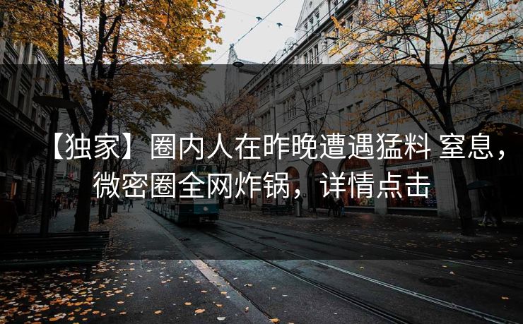 【独家】圈内人在昨晚遭遇猛料 窒息，微密圈全网炸锅，详情点击
