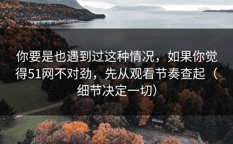 你要是也遇到过这种情况，如果你觉得51网不对劲，先从观看节奏查起（细节决定一切）