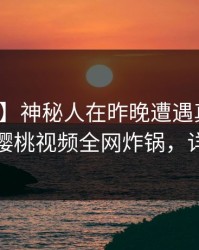 【独家】神秘人在昨晚遭遇真相沉沦其中，樱桃视频全网炸锅，详情围观