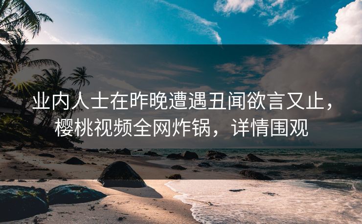 业内人士在昨晚遭遇丑闻欲言又止，樱桃视频全网炸锅，详情围观