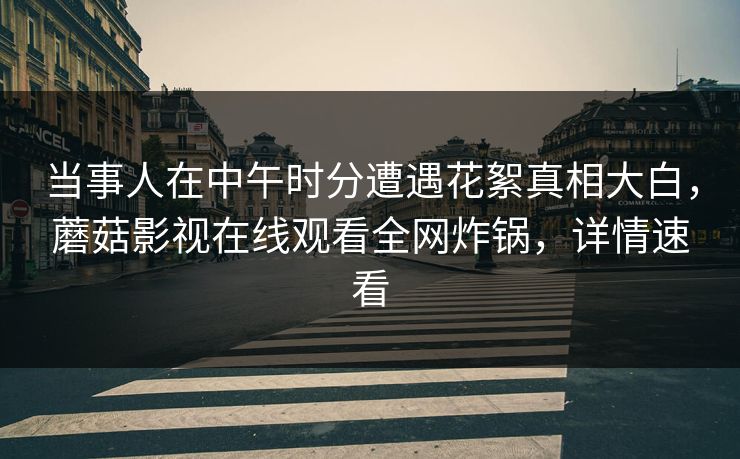 当事人在中午时分遭遇花絮真相大白,蘑菇影视在线观看全网炸锅,详情速看 当事人在中午时分遭遇花絮真相大白,蘑菇影视在线观看全网炸锅,详情速看